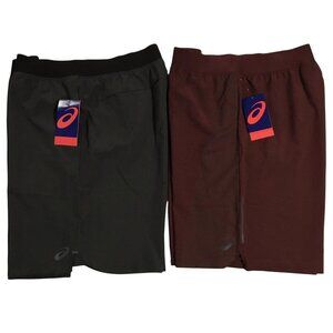 2 Asics Men's Running Trainning Workout‎ Shorts Size L (34x9") Dark Gray-Wine